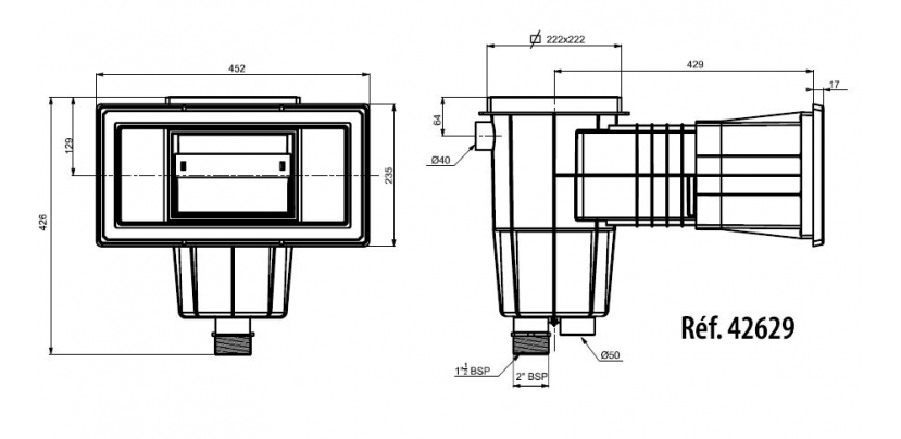 Skimmer standard grande meurtrière - béton - Blanc